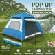 4 Person Instant Pop Up Camping Family Tent Beach Shade 240x240x156cm Blue and White