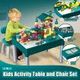 Kids Study Building Block Activity Center Play Table Desk Set with Storage 64x41x43CM