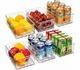 Plastic Refrigerator Organizer Bins, 6 Pack Clear Stackable Food Storage Bins for Pantry,Fridge,Cabinet,Kitchen Organization and Storage