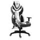 Pu Leather High Back Racing Gaming 135 Degree Reclining Office Chair W/ Flexible Armset-Silver/Black