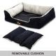 XL Cosy Thick Padded Pet Bed W/Detach Washable Fleece Cushion,Blanket,Bone