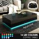 Modern Rectangle Coffee Table High Gloss Living Room Storage Furniture 4 Drawers 16 LED Colours Black