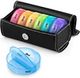 Leather Bag Weekly Pill Organizer 2 Times A Day, Large 7 Day Pill Case with Magnet Button Bag, Daily Pill Box AM PM for Pills Vitamin Fish Oil Supplements (Rainbow)