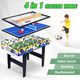4 In 1 Soccer Table Foosball Tennis Bowling Shuffleboard Game 64x105x51cm