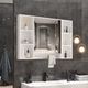 Bathroom Mirrored Cabinet Wall Storage Medicine Shaving Organiser with Door Shelves White 90x12x65cm