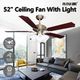 52 Inch Ceiling Cooling Fan with Lights Remote Control 4 Blades 3 Speed Timer Brown