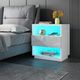 White Bedside Table Wooden LED End Nightstand with 1 Drawer Open Shelves High Gloss Front