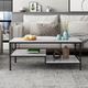 Faux Marble Coffee Table 2 Tier Storage Shelf High Gloss Cabinet Modern Home Furniture