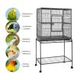 Durable Wrought Iron Wheeled Bird Cage Aviary W/4 Perch,4 Bowl,Emovable Slide Tray Easy To Clean