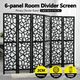6 Panel Room Divider Privacy Screen Separator Wooden Partition Stand Folding Black and White