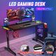 100CM Gaming Desk Computer Home Office Writing Racer Table with RGB LED Carbon fibre Tabletop Black