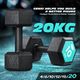2 x Genki Hex Dumbbell Barbell Set 10kg Rubber Encased Fitness Home Gym with Chromed Handle Black