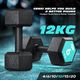 2 x Genki Hex Dumbbell Barbell Set 6kg Rubber Encased Fitness Home Gym with Chromed Handle Black