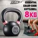Genki 8kg Kettlebell Barbell Cast Iron Fitness Home Gym Workout with Wide Grip Colour Coded Black
