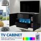 LED Lighted TV Stand Entertainment Console Unit Storage Cabinet High Gloss Front Black