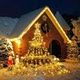 Solar Remote Control Christmas Decoration Star 8 Lighting Modes 350LED Waterfall light COL.Warm White