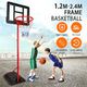 Kids Basketball Hoop Stand System Adjustable Height 1.9m-2.4m with Backboard Net Ring Ball