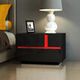 Black Beside Table LED Lighted Bedroom Storage Cabinet Nightstand High Gloss Front