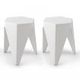 ArtissIn Set of 2 Puzzle Stool Plastic Stacking Stools Chair Outdoor Indoor White