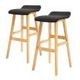 2X Wooden Bar Stool Dining Chair Fabric DARA 73cm BLACK