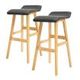 2X Wooden Bar Stool Dining Chair Leather DARA 73cm BLACK