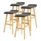 4X Wooden Bar Stool Dining Chair Leather DARA 73cm BLACK