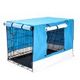 Wire Dog Cage Foldable Crate Kennel 48in with Tray + BLUE Cover Combo