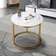 White Sofa Side Table Marble Round Coffee End Plant Stand Nightstand for Bedside Couch