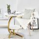 White Coffee Side Table Sofa Marble End Round Plant Stand Nightstand for Couch Bedside