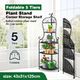 Foldable 5-Tier Metal Flower Plant Stand Planter Corner Storage Shelf Black