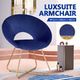 Luxsuite Armchair Velvet Dining Chair Single Lounge Sofa Accent Modern Furniture Navy Blue