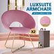 Luxsuite Dining Chair Velvet Lounge Armchair Accent Single Sofa Modern Furniture Pink x2