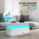 Modern White Coffee Table Home Storage Furniture Unit High Gloss 2 Drawers 16 LED Colours
