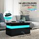 Modern Black Coffee Table Home Storage Unit Furniture High Gloss 2 Drawers 16 LED Colours