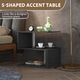 S Shaped Side Coffee End Table 2 Tier Small Bedside Self Storage Unit Black High Gloss