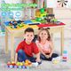 Wooden Kids Multi-Activity Table Colourful Building Block Construction Play Desk Removable Storage Net
