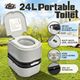 Portable Toilet Camping Potties Travel Porta Potty Mobile Bathroom Black and Grey 46x38x44cm 24L