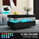 Black Coffee Table Modern Rectangle with 2 Drawers 16 LED Colours High Gloss Living Room Storage Furniture