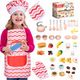 45PCS Kids Chef Apron  Hat Kids Role Play Costume Dress Up Bakery Toys Pretend Play Cooking Baking Tea Party