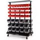 BAUMR-AG 94 Parts Bin Rack Storage System Mobile Double-Sided - Red