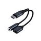 USB Type C to 3.5mm Headphone and Charger Adapter,2-in-1 USB C to Aux Audio Jack Hi-Res DAC (Black)