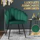 Luxsuite Dining Chair Armchair Single Lounge Sofa Accent Velvet Modern Furniture Green