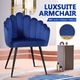 Luxsuite Armchair Dining Lounge Chair Velvet Single Sofa Accent Modern Furniture Navy Blue