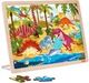 24 PCs Wooden Puzzles for Kids Toddlers Animal Jigsaw Puzzles with Wooden Bracket Age 3+ Educational Preschool Toys, Dinosaur