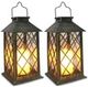 Solar Lantern,Outdoor Garden Hanging Lanterns,Set of 2,14 Inch Waterproof LED Flickering Flameless Candle Mission Lights for Table,Outdoor,Party Decorative