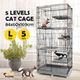 5 Level Cat Rabbit Ferret Cage Hutch House Metal Guinea Pigs Crate Kennel with Wheels 169CM