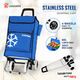 Shopping Trolley Cart Foldable Grocery Bag Portable Market Luggage Basket 4 Wheels Aluminium Blue