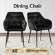 Black Dining Chairs Upholstered Kitchen Room Office Seat Velvet Soft Fabric Mid Century Modern Set of 2