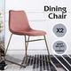 Pink Dining Chairs Kitchen Room Office Seat Velvet Soft Fabric Upholstered Modern Mid Century Set of 2