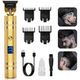 Hair Trimmer, T-Blade Outline Trimmer for Men Barbershop Beard Shaver Rechargeable Hair Clippers with LED Display-Gold